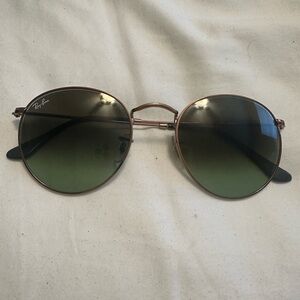 Ray-Ban Gold Frame Sunglasses with Green Gradient Lenses